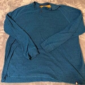 The North Face Mens XXL Teal Blue Heathered Long Sleeve Henley Shirt XXL